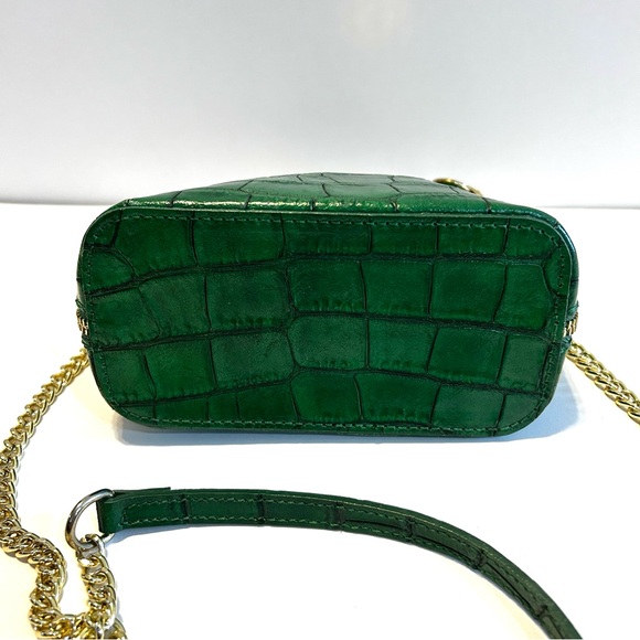 Pratesi Firenze Emerald Green Italian Leather Crossbody Bag w/Gold Chain - Picture 5 of 11